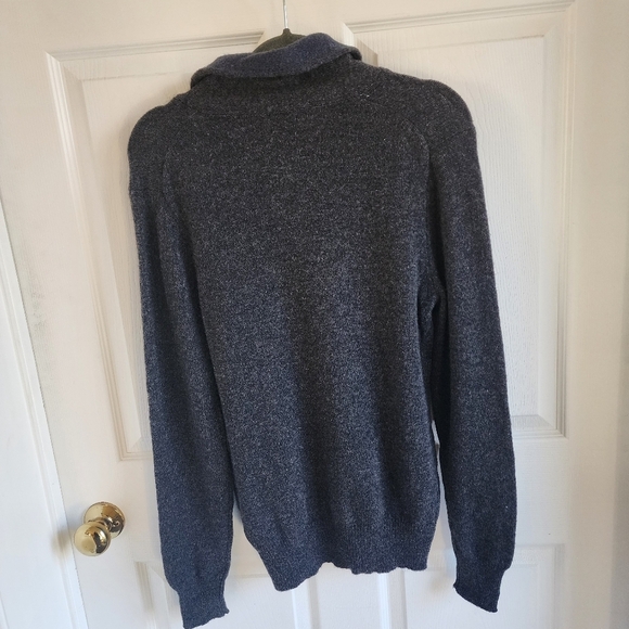 Ethan Pierce Charcoal Gray Lambswool Collared Pullover Mens Medium - Picture 3 of 9